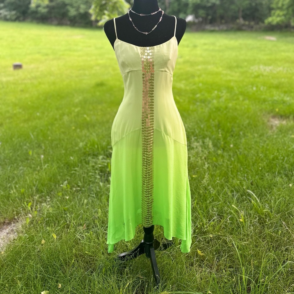 NWT Y2K BCBGMAXAZRIA Green Sequined Dress